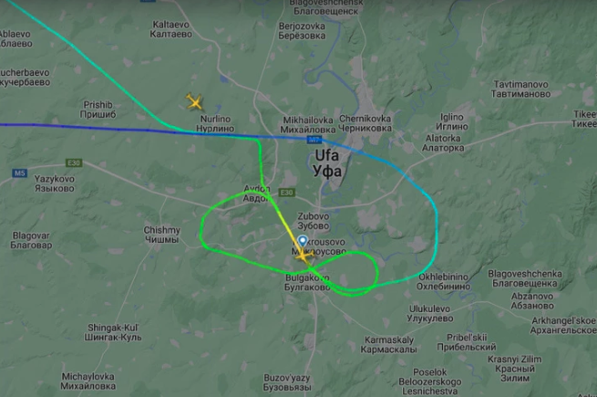 Над Уфой около получаса летал самолет Ил-96 «Россия», который перевозит спецслужбы