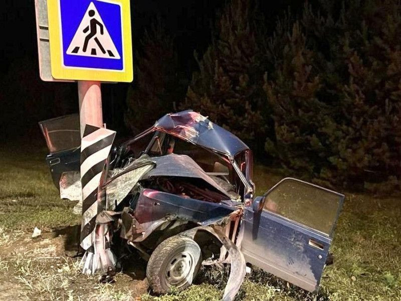 В Рязанской области водитель «ВАЗ-2107» заснул за рулем и врезался в столб