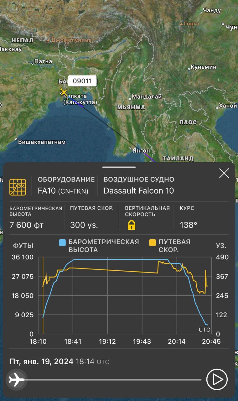 Самолёт Falcon 10, рейсом Гая – Ташкент – Москва, разбился в Афганистане