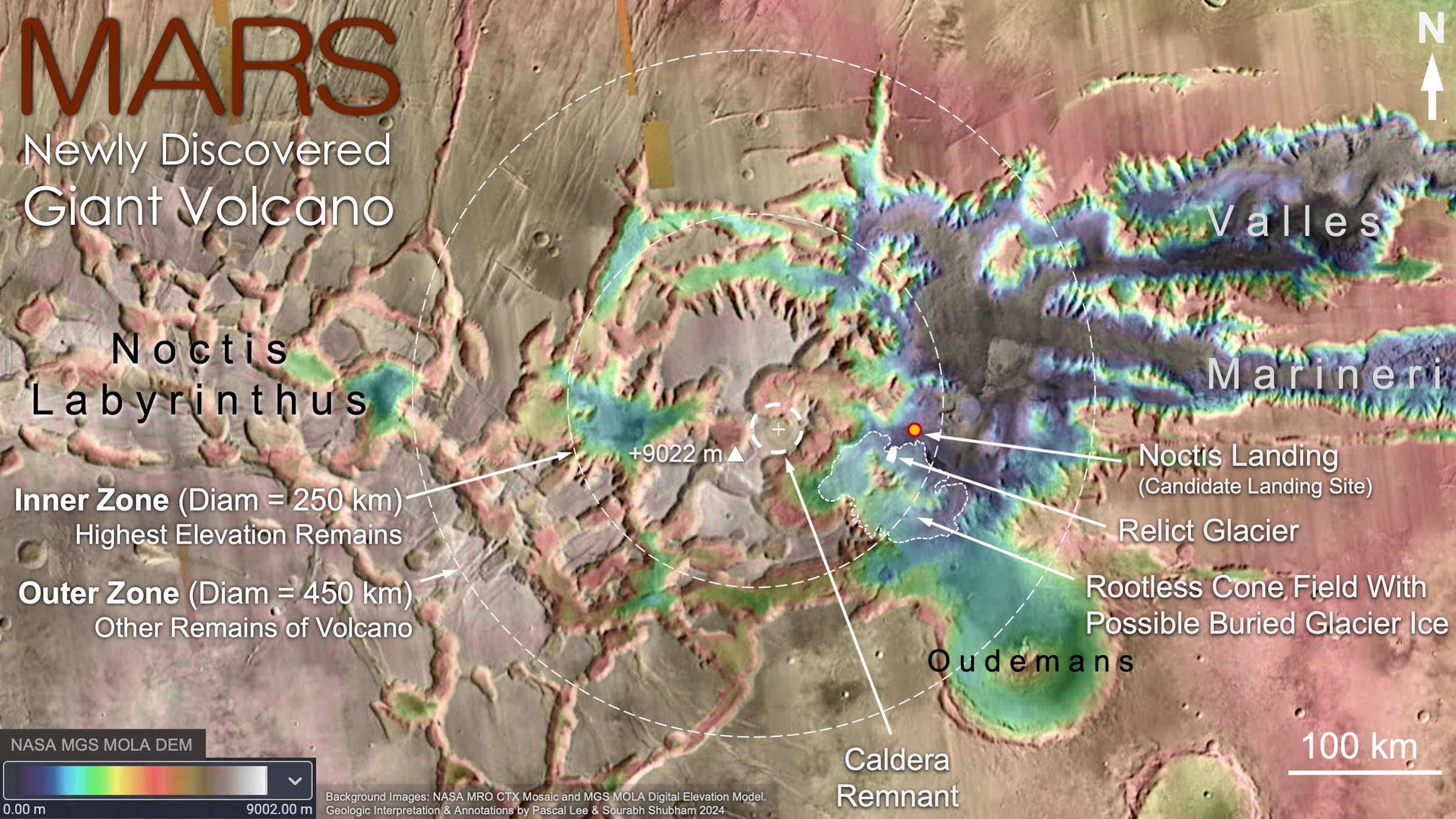 На Марсе обнаружен гигантский потухший вулкан, действующий с древнейших времен
