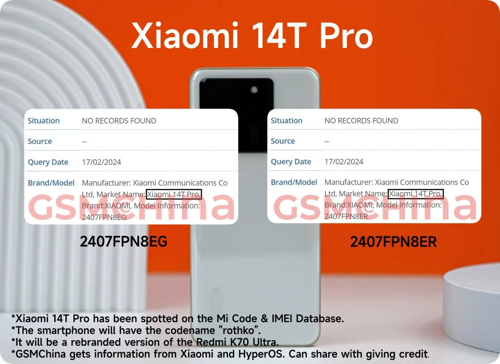 Xiaomi 14T Pro появился в базе данных IMEI: ключевые характеристики