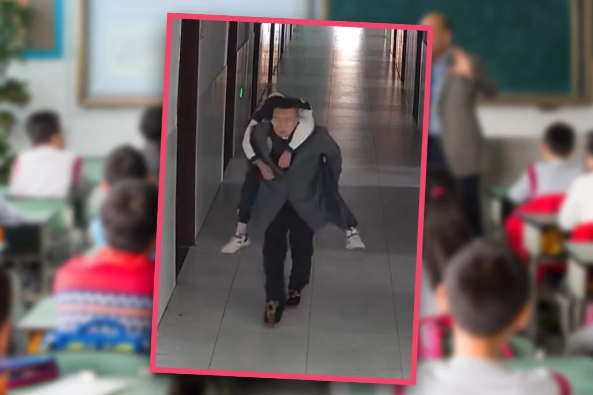 Учитель из Китая несколько лет носил ученика с нарколепсией на спине по школе