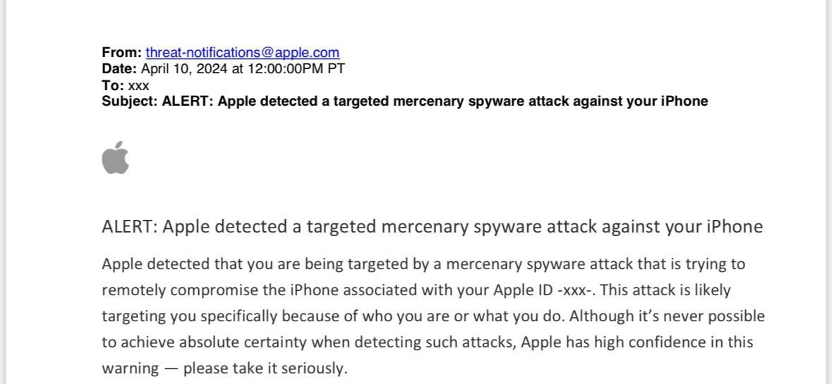 Apple разослала уведомления об угрозах шпионских атак пользователям iPhone